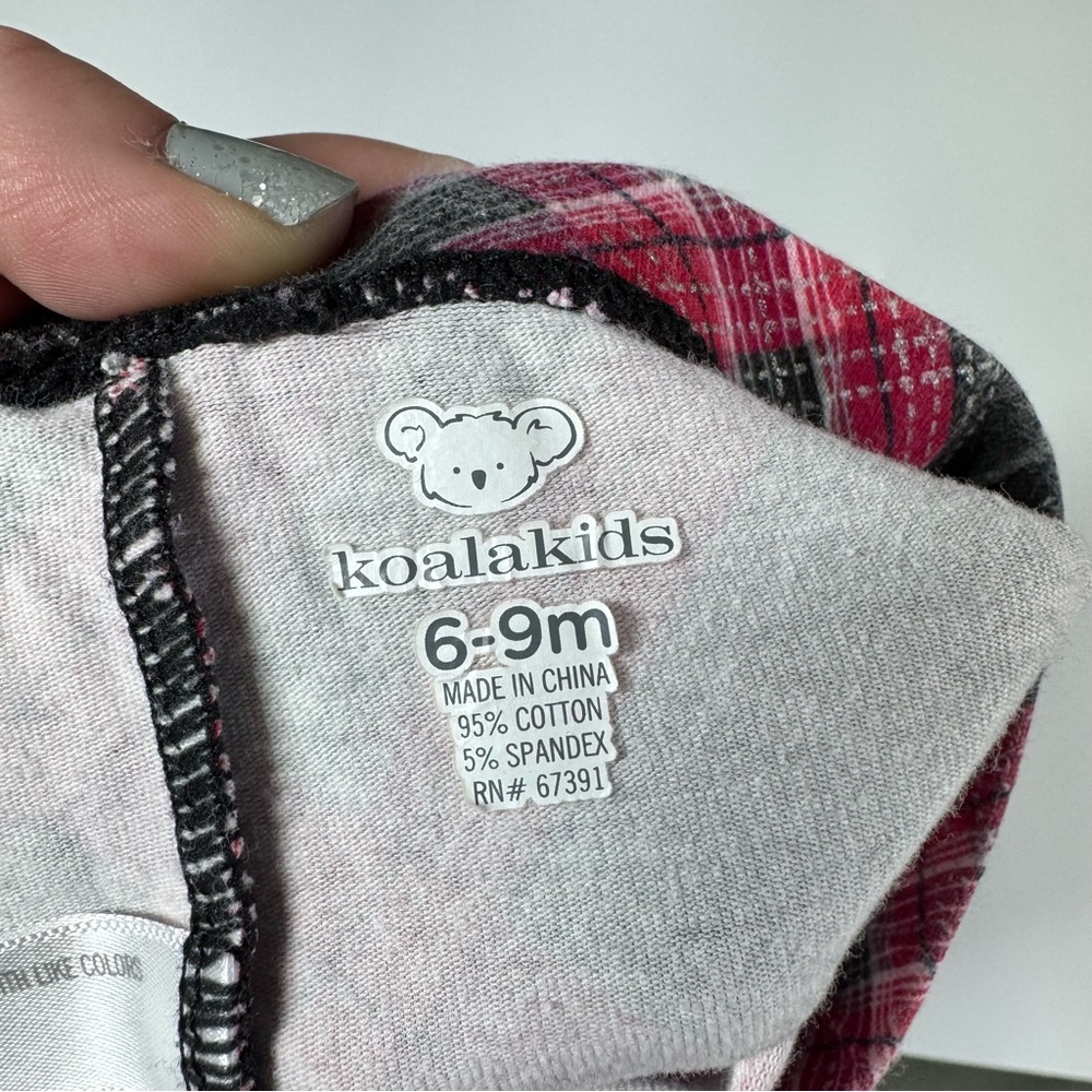 Bundle of Baby Girl Pants Size 6-9 Months Plaid Polka Dot Ruffle Gray Koala Kids - Picture 3 of 11